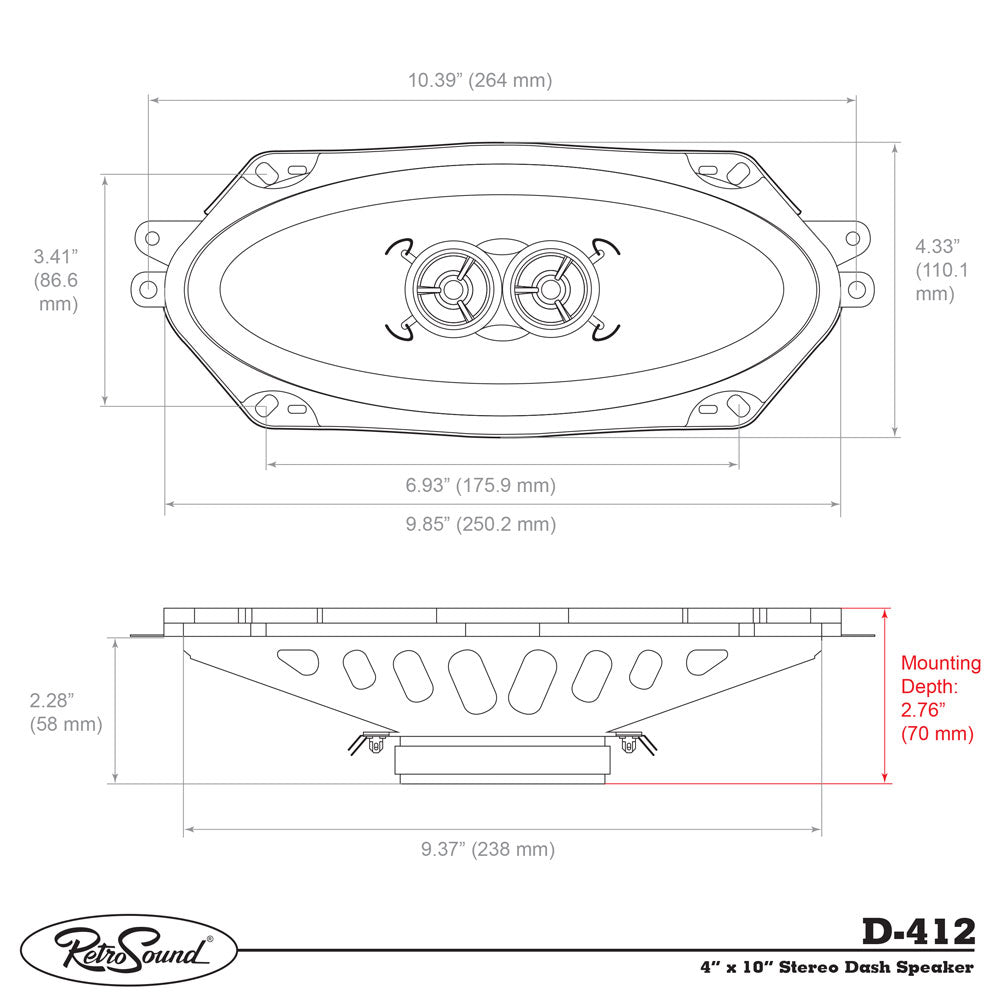 Standard Series Dash Replacement Speaker for 1968-1970 Plymouth