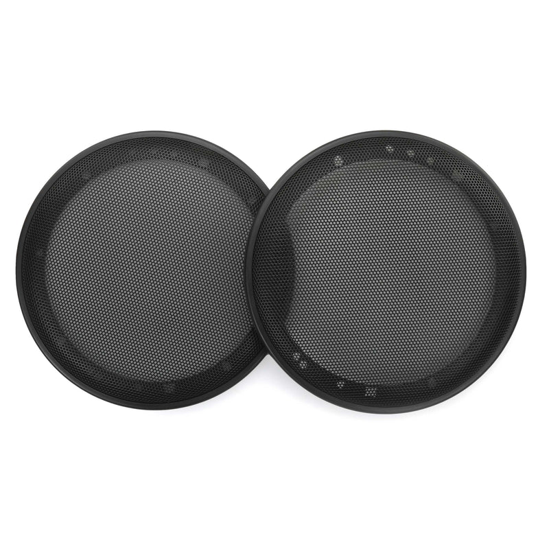 Pair Of 6.5 Inch Universal Car Audio Speaker Grilles - Round, 4-Hole Mount - Black, Generic Fitment