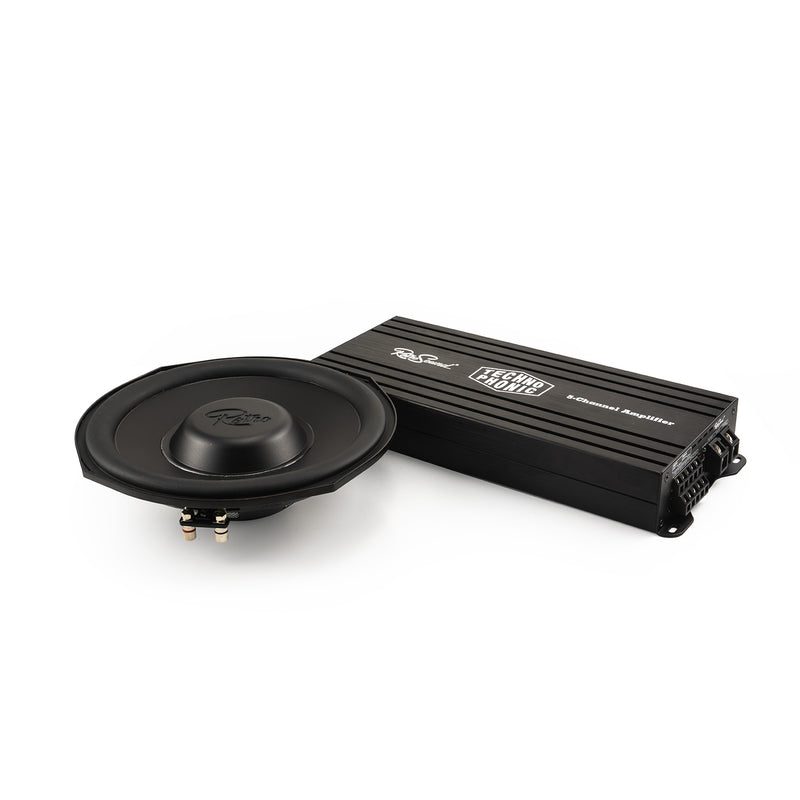 Technophonic 5-Channel Amplifier + R-TW84 Shallow-Mount Subwoofer Bundle
