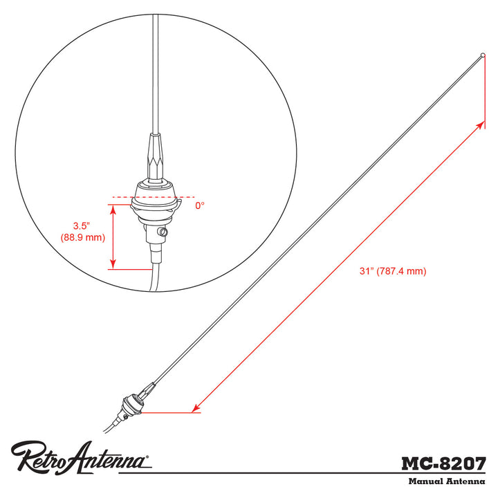 RetroSound MPR-7989 Chrome Replacement AM/FM Antenna For 1979-1989 Chrysler Vehicles