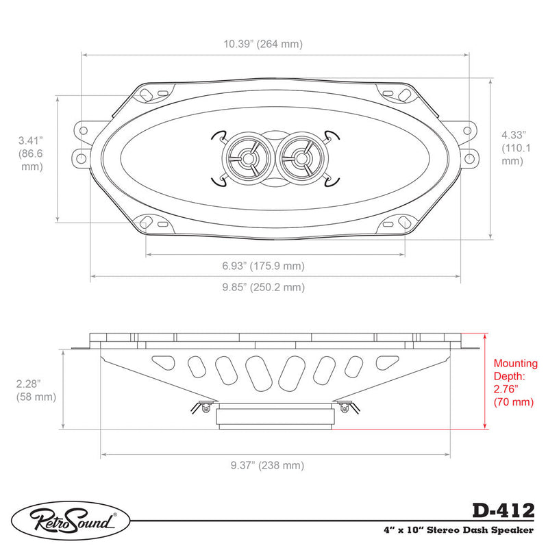 Standard Series Dash Replacement Speaker for 1965-68 Chevrolet Impala with No Factory Air-RetroSound