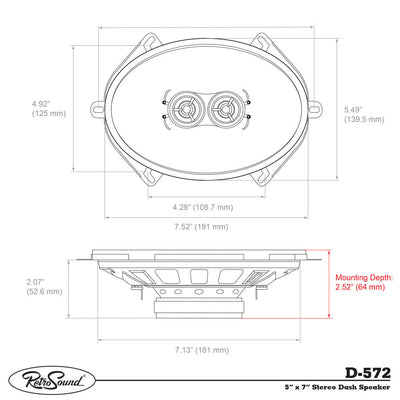 Standard Series Dash Replacement Speaker for 1965-68 Chevrolet Biscayne with Factory Air Conditioning-RetroSound