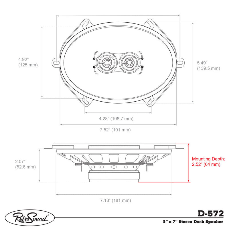 Standard Series Dash Replacement Speaker for 1967-69 Chevrolet Camaro with Factory Air Conditioning-RetroSound