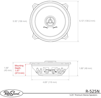 5.25-Inch Premium Ultra-thin Dodge Ram 2500 Front Door Replacement Speakers