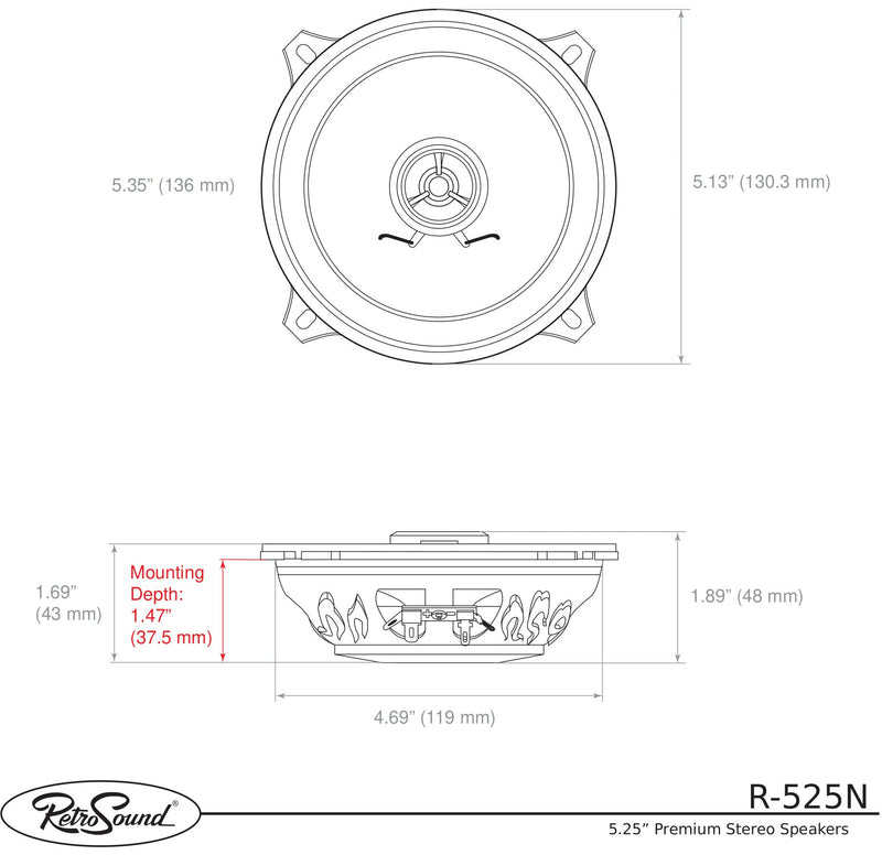 5.25-Inch Premium Ultra-thin Dodge Ram 2500 Front Door Replacement Speakers