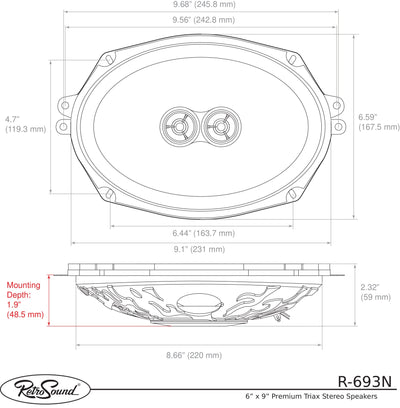6x9-Inch 3-Way Premium Triax Ultra-thin Nissan Pathfinder Front Door Replacement Speakers
