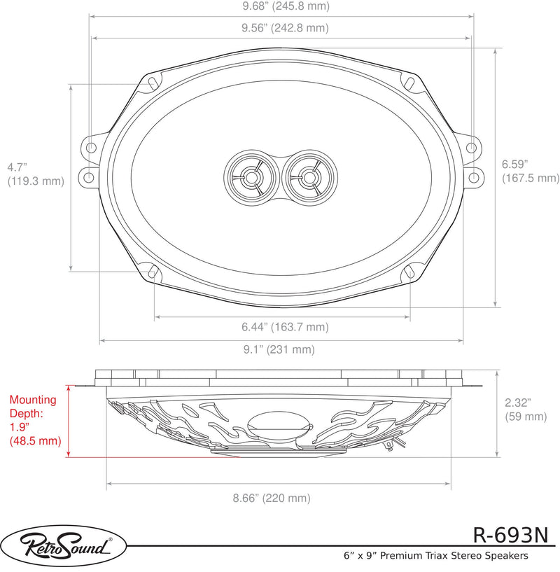 6x9-Inch 3-Way Premium Triax Ultra-thin Datsun Pathfinder Front Door Replacement Speakers