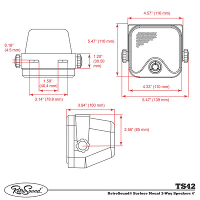 RetroSound® Surface Mount 2-Way Speakers 4" For 1981-85 Jeep Scrambler