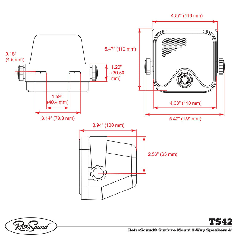 RetroSound® Surface Mount 2-Way Speakers 4" For 1961-66 Ford F-Series