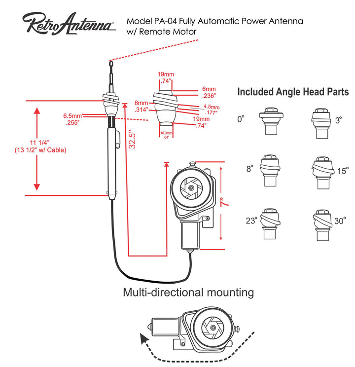 Antena De Mástil Elíptico Ajustable Estilo Original Para Coches GM 1964-1969 | Atornilla Directamente | Marca The Parts Place